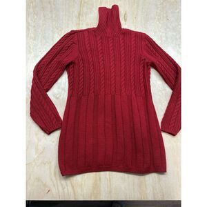 Calvin Klein Women’s Red Wool Blend Sweater Long Size Medium Chunky Knit